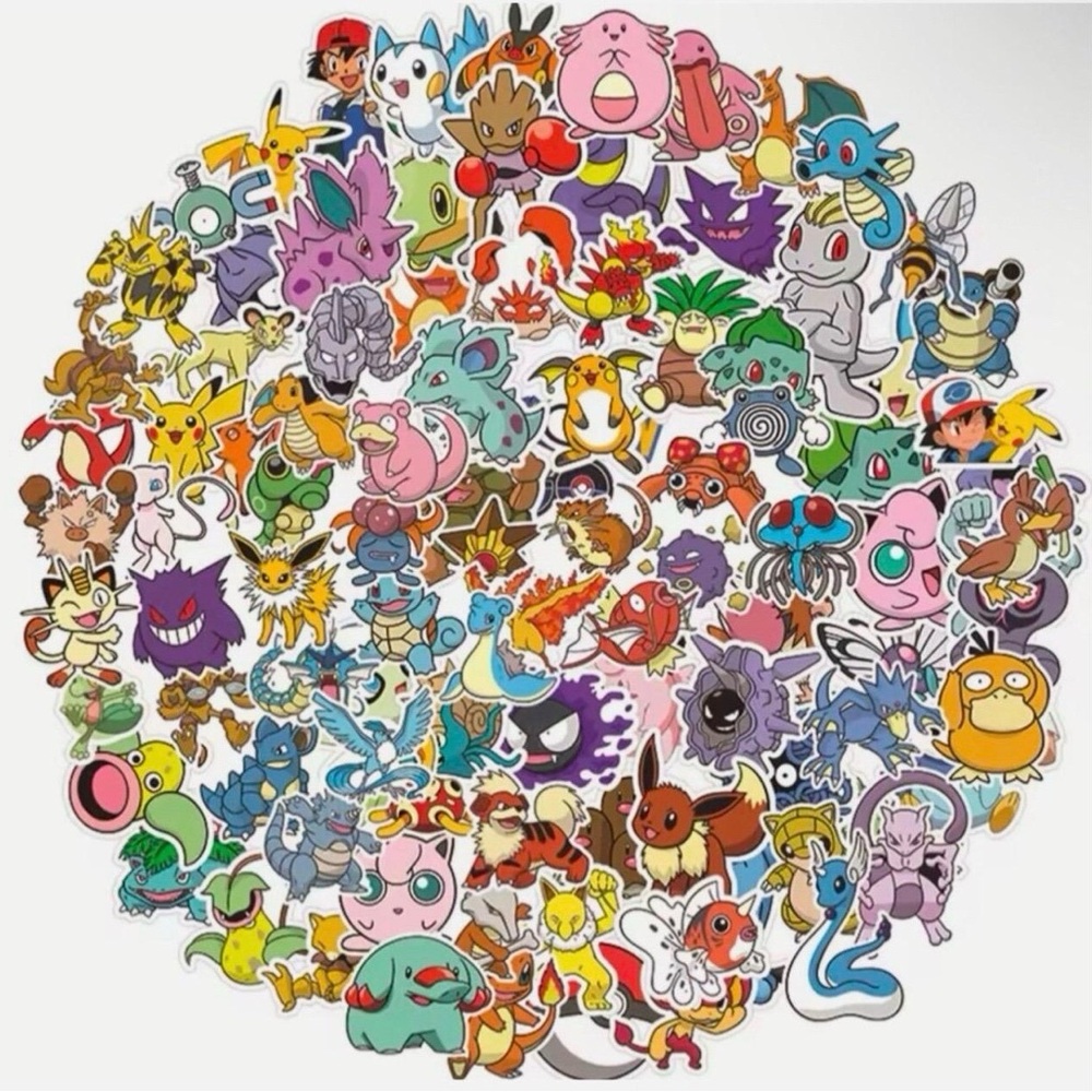 50 PC Pokemon Vintage Stickers Decals For Kids
